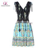 Grace Karin Women's Elastic Waist Sleeveless V-Neck V-Back Beach Dress CL010447-1