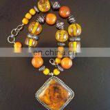 Resin & Metal Beaded Fashion Necklace thumbnail-1