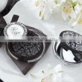 "Reflections" Elegant Damask Black & White Mirror Compact