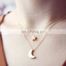 Necklaces for Women Two Layered Chain Moon Star Pendent Women Statement Simple Moon Necklace thumbnail-1