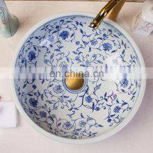 Art Jingdezhen Blue And White Porcelain Sink For Bathroom thumbnail-5