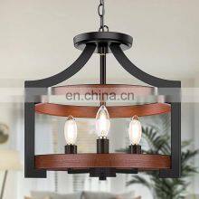 American Retro Solid Wood Shrimp Skin Chandelier for Dining Room Study Bedroom thumbnail-2