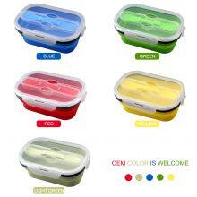 Kitchen Accessories Home and Kitchen Gadgets Silicone Collapsible Lunch Box With Spoon Fork Food Storage Container Foldable thumbnail-4