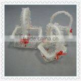 Handmade Set of 3 Cosmetic Wire Gift Baskets With Lace and Ribbon thumbnail-1