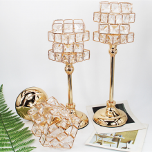 European Crystal Rubik's Cube Candlestick Golden Iron Hollow Ornaments Crafts Romantic Candlelight Dinner Wedding Ornaments thumbnail-3