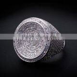 Round Shape CZ Micro Pave Setting Wedding for Bride Very Big Deluxe Statement Ring thumbnail-3
