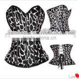 Women Top Sexy Goth Zipped Brocade Basque Spiral Steel Boned Corset Bustier