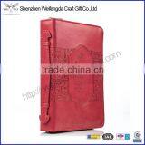 high quality red pu leather vintage bible cover with embossed logo