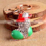 Inlaid Diamond Car Key Chain Christmas Gift Santa Claus Boots Shoes Keychain thumbnail-4