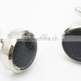 Round Black Carbon Fiber Inlay Cufflinks Carbon Fiber Mens Cufflinks thumbnail-4