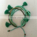 Layering Beads Braided Tassel Charm Bracelet ,Colorful Beads Braided bracelet