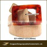 (B21-KM427-D21)Fashion Women Fabric Belt Strap With Red Plastic Buckle