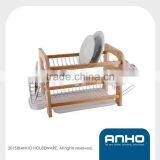 Beautiful Design 2-tier R-shape Rubber Woden Dish Rack