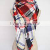 Acrylic Square Tartan Scarf,wholesale Winter Oversize Thick Fringed Oversize Acrylic Square Tartan Scarf thumbnail-2