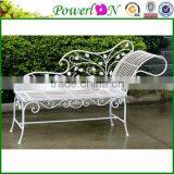 White Metal Garden Chaise Longue thumbnail-1