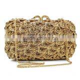Gold Crystal Rhinestone Elegant Wedding Diamante Ladies Clutch Evening Bag (88161A-GG) thumbnail-3