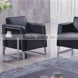 Stainless Steel Purple Leather Office Sofa Set thumbnail-6