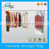 Moisture proof zipper top hanging vacuum compressed bag for clothes