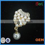 Fashion Crystal Jewelry Rhinestone Button With Pearl for Wedding/Party Decoration