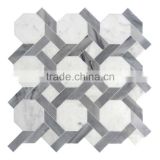 Hexagon italy grey mixed carrara white anique marble mosaic tile