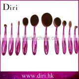 2017 Custom Logo Makeup Brushes Rose Gold Painting Oval Brush Set Tooth Makeup Brush Set 10pcs thumbnail-1