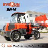 Qingdao Everun 1.6ton Front Wheel Loader With Luxury Cabin Inside