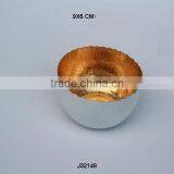 Two Tone White and Golden Colours Bowl Shape Iron Votive thumbnail-1