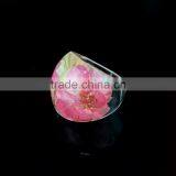 Nature BotanicalJewelry Pink Preserved Flowers in Resin Dried Flower Finger Ring thumbnail-1