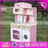 2017 New Design Kids Pretend Play Pink Wooden Kitchen Toy W10C238 thumbnail-3
