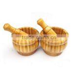 FDA&LFGB,Custom Bamboo Kithenware Bamboo Mortar and Pestle Set thumbnail-2