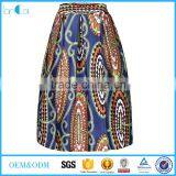 Women's African Print High Waist A-Line Pleated Midi Dashiki Skirt thumbnail-1