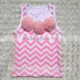 Hot Sale Baby /child Cotton Tank Top,girls Fancy Top With Lace Flower