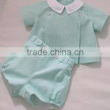 Wholesale Kids Short Sleeve Oxford Stripes Spanish Baby Clothes Sets thumbnail-2