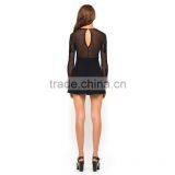 OEM Fashion Woman Long Sleeve Black Sexy Open Breast Dress thumbnail-2
