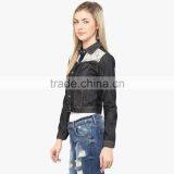 Denim Black Jacket for Women Wit a Little Lace OEM Services thumbnail-4
