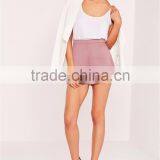 High Waist Women Plain Pink Satin Shorts Lilac Wholesale High Quality thumbnail-4