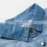 EY1932B Hot Selling Classical Shirt Dress Apparel Fashion Rolled Sleeves Denim Dress thumbnail-4