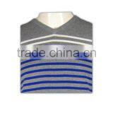 ISO9001/BSCI Manufature Blue V-neck Striped Design Wool Sweater thumbnail-5
