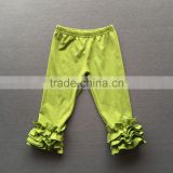 Icing baby leggings knitted OEM service wholesale kids cotton pants ruffle children solid color long capris for baby girls