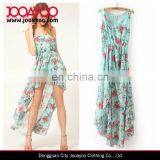 Vintage Summer New Women's Chiffon Floral Print Slim Fishtail High Low Dress