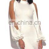 Amigo 2017 New Style Sexy Long Puff Sleeve Cut Out Bandage Dress Midi Eyelet Beaded Evening Dresses for Women Club Wear thumbnail-1