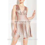 Amigo 2017 Summer Bandage Golden Print Fringe Rayon Spande Sey Women Summer Bandage Dress thumbnail-3