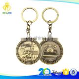 High Quality 3D CustomTemple Metal Keychain in Antique Gold
