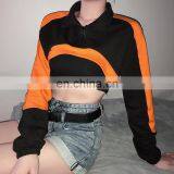 Hot Wholesale Ladies High Stand Collar Sexy Long Sleeve Short Crop Top thumbnail-3