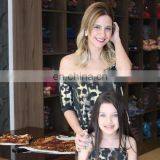 Leopard Parent-Child Outfit Fashion Leopard Grain Siamese Trousers Suits Short Sleeve Round Collar (this Link for WOMAN) thumbnail-3