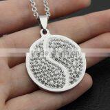 Stainless Steel Diamond Tai Chi Yin Yang Necklace Jewelry Wholesale thumbnail-3