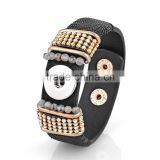 2015 Cheap PU Leather Charm Bracelet DIY Snap Jewelry 18mm Ginger Snap Button Bracelet Pulseras Snap Bracelets thumbnail-4