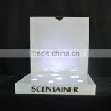 White Color Acrylic Cosmetic Displays, Make up Display Stand With Light thumbnail-1