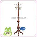 Home Furniture Antique Style Functional Solid Rubber Wood Coat Rack S-13# thumbnail-1