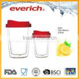 Double Wall Red Color Clean Glass Mug With Lid thumbnail-1